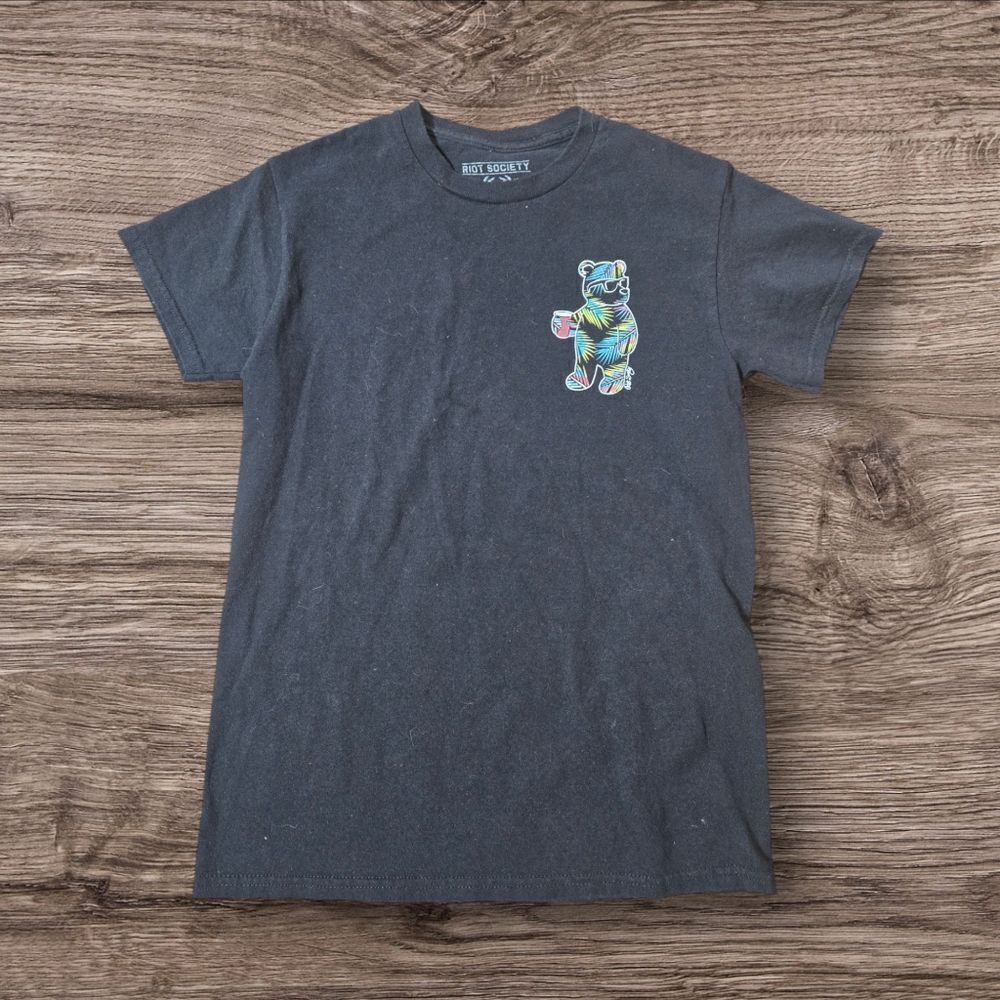 Riot Society Black Graphic Bear Tee Shirt